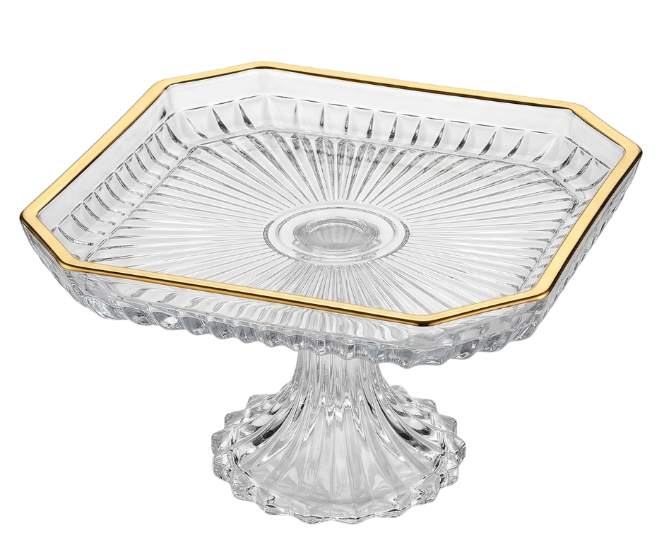 Colección Elegance: Bases Pasteleras de Cristal y Oro
