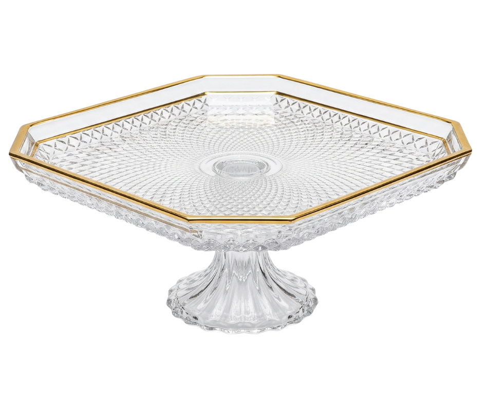 Colección Elegance: Bases Pasteleras de Cristal y Oro