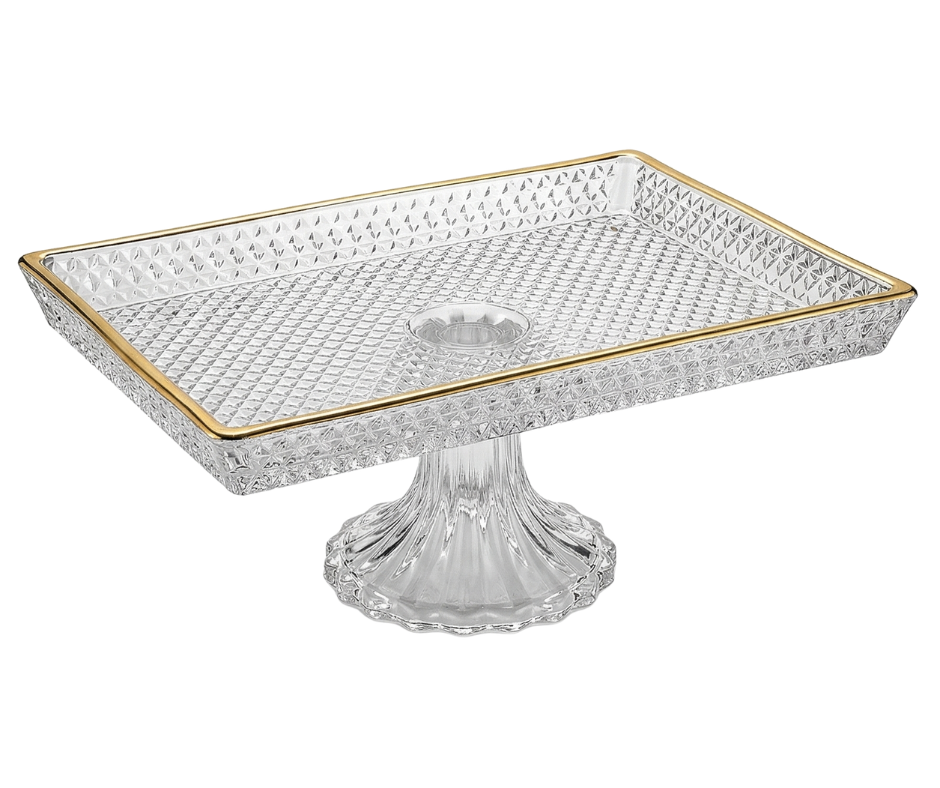 Colección Elegance: Bases Pasteleras de Cristal y Oro