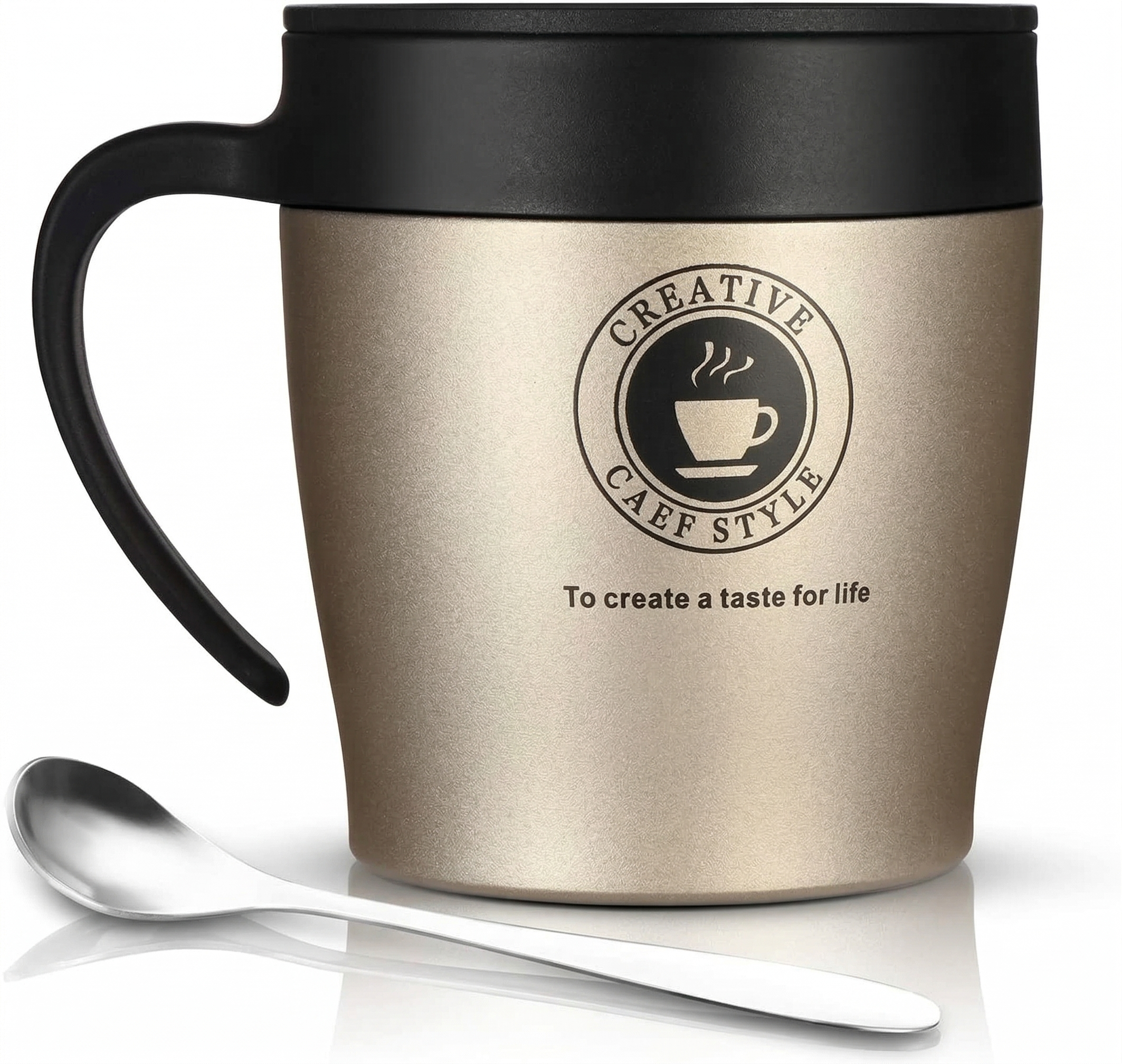 Taza de viaje de acero inoxidable con aislamiento al vacío: termotaza de 330 ml para café, té y agua: duradera, a prueba de fugas, mantiene las bebidas calientes/frías
