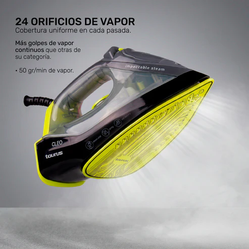 Plancha Taurus Cleo De Cerámica Con Golpe De Vapor, 1200 Watts Color Negro