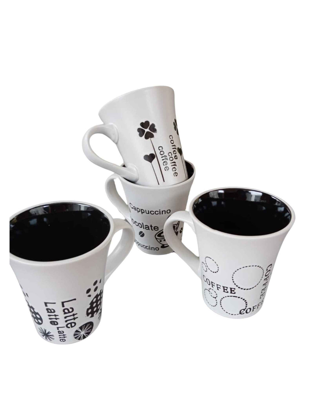 Set de Tazas de Cerámica Gibson Home con Diseños de Café - Blanco Mate