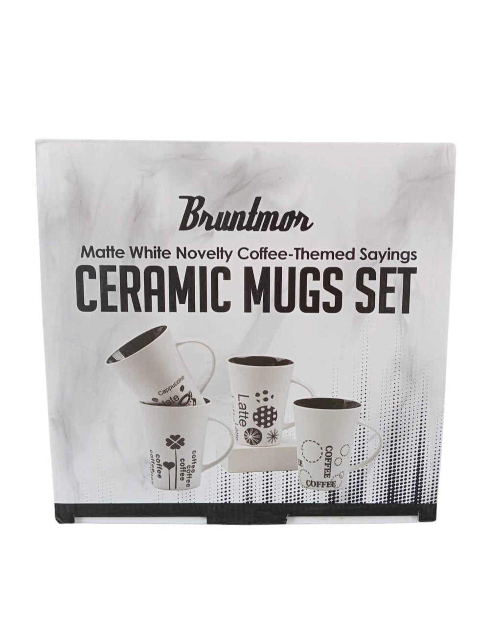 Set de Tazas de Cerámica Gibson Home con Diseños de Café - Blanco Mate