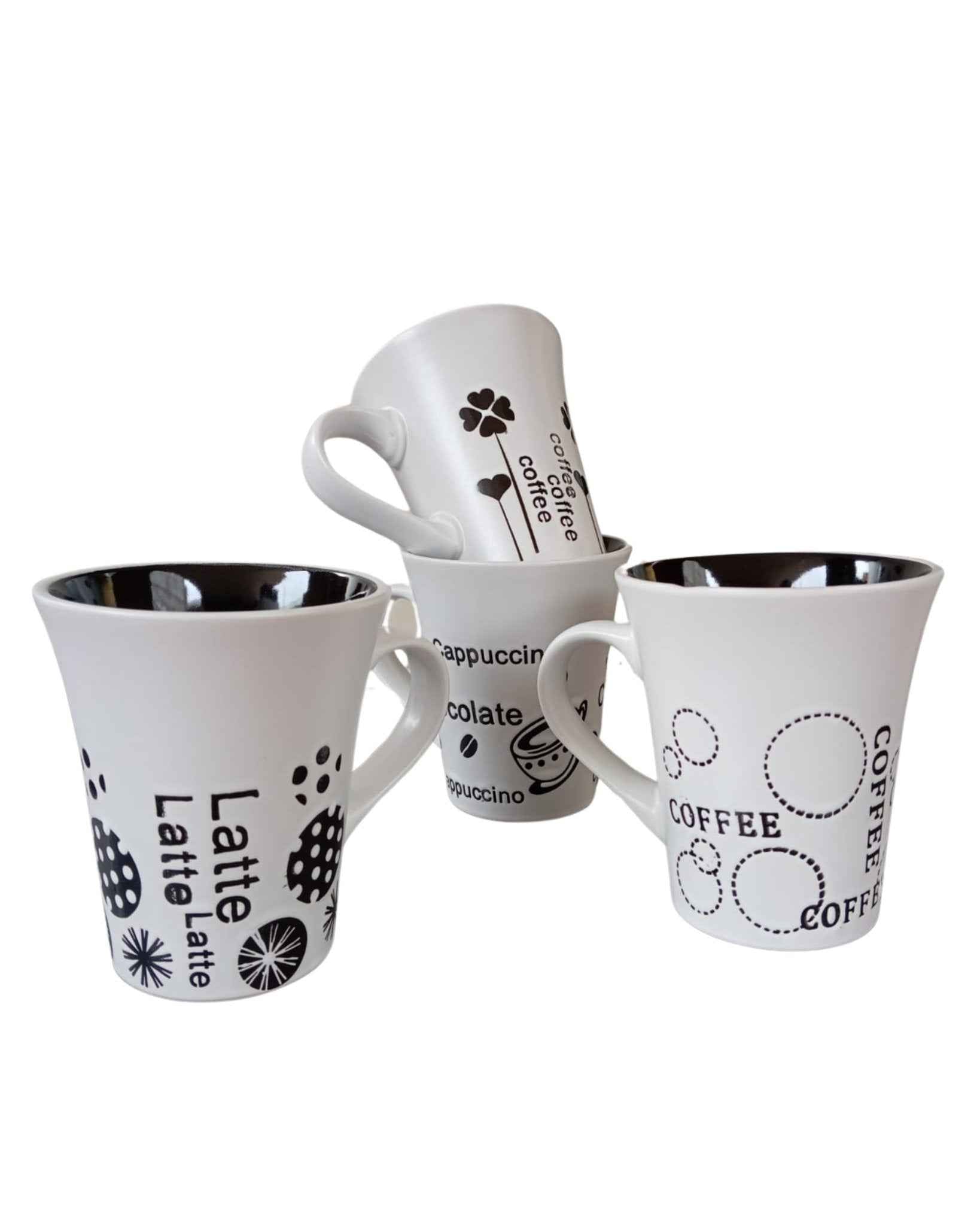 Set de Tazas de Cerámica Gibson Home con Diseños de Café - Blanco Mate